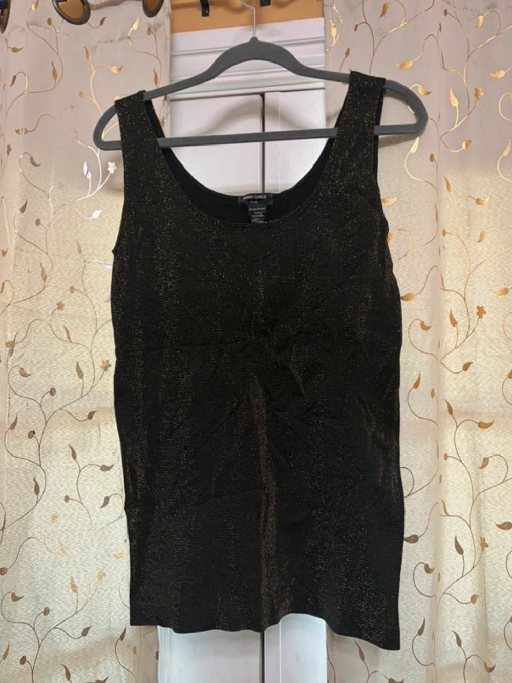 Shimmery Black Tank Top with Subtle Metallic Sheen